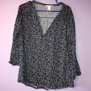 H&M Floral 3/4 Sleeve Top